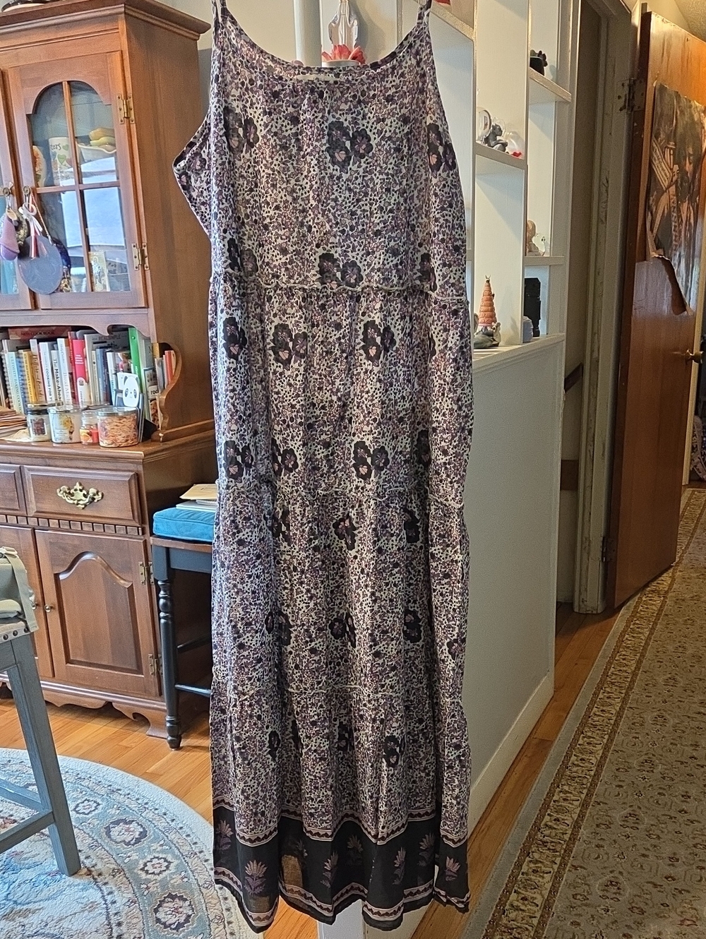 NATURAL LIFE Lavender Floral Tiered Maxi Dress with Black Border